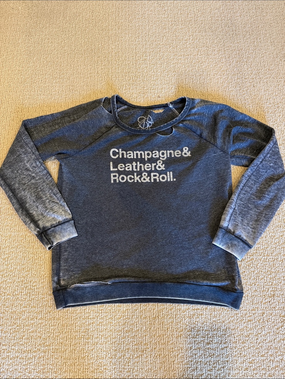 Chaser Charcoal Gray Graphic Crewneck Distressed Sweatshirt